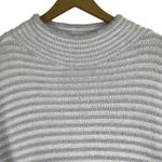Chico's Sweater Womens L White Lavender Striped Mock Neck Fuzzy Knit Cozy Lounge Photo 4