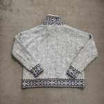 Apres Skyr Wool Blend Nordic Fair Isle Full Zip Cardigan Sweater Fleece Blue Size M Photo 1