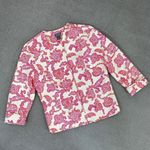 Sigrid Olsen  Floral Damask Cotton Silk Blazer Jacket Cream Pink 4 Snap Front‎ Photo 13