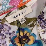 Gilli medium women’s v neck keyhole back zip up sheer lined dress floral print Blue Photo 4