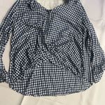 Vintage America Black and White Notched Collar Wrap Button Down Shirt Size L Photo 0