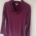 CAbi Twisted Cowl Neck Long Sleeve Cotton Top in Merlot Large Photo 3