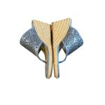 Johnston & Murphy Blue Laser Cut Wedge Espadrille Thong Sandals Women Size 8M Photo 8