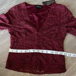 Yumi Kim  Caitlyn Shirt Womens Small Button Up Lace Top Burgundy Wine Red Photo 9
