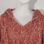 HYFVE  Coral Red Chunky Knit Cropped Sweater Hoodie Size Small Oversized Pullover Photo 1
