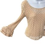 Free People Crochet Lace Bell Sleeve Scoop Neck Top Beige Size S Photo 4