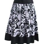 Cache  Pleated Silver Metallic Kissed Skirt Self Belt Black White Silver $138 Photo 0