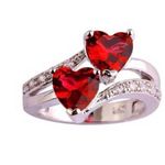 Brand New Womens Brilliant Double Heart Sweetheart Valentines Day Ring Photo 0
