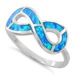 Infinity Opal Sterling Silver Ring Blue Size 8 Photo 0