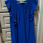 Umgee  Blue Mini Dress with Ruffle Sleeves Photo 0