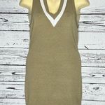 Forever 21  NWT S Taupe & White Stripe V-Neckline Sleeveless Sweater Knit Dress Photo 0
