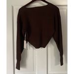 Good American Ribbed Lace-up Sweater In Chocolate Brown Size 1 Small NWT Photo 2