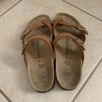 Birkenstock  Tan Sandals with Gold Buckles Photo 2