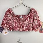 Japna  Floral Smocked Crop Top Blouse - Size - Small Photo 0