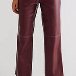 Free People The It Factor Pants High Rise Straight Wide Leg, Red/burgundy Photo 0