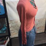 Me to We Women’s Long Sleeve Caged Neckline Jersey Knit Top Photo 4