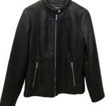 a.n.a faux leather fitted black moto jacket biker zip up size Large lined sexy Photo 1