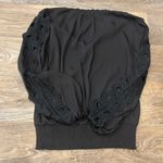 White House | Black Market Black Crochet Lace Sleeve Blouse XS Boho Chic Elegant Photo 1