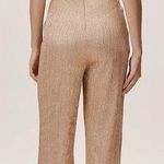 BHLDN Jelena Metallic Jumpsuit Gold Plunge Halter Wide Leg Size 16 Wedding Retro Photo 1