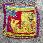 Vintage Silk Square Equestrian Horse Scarf Yellow Photo 0