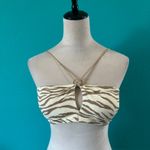 Aerie NWT  Pique Animal Print Keyhole Bandeau Bikini Top Soft Muslin Size M Photo 3