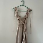 Show Me Your Mumu NWT  Samantha Ruffle Champagne Luxe Satin Wrap Dress Size S Photo 4