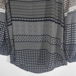 Pink Owl Black Patchwork Print Boho Blouse with Lantern Sleeves Size Medium Photo 2