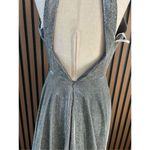 Silver ball gown silver sparkly long with cut out size 4 prom or fancy dinner Gray Photo 4