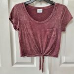 LA Hearts  burgundy short sleeved crop top Photo 0