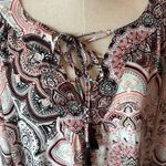 Soho Pink and Brown Long Sleeve Tie Front Blouse Photo 5