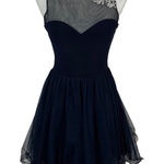 Blondie Nites  Prom Dress Womens 7 Navy Sleeveless Flare Formal Evening Photo 0