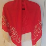 Saks 5th Avenue Saks Fifth Avenue Red fringed shawl wrap Photo 0