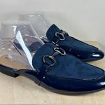 Elie Tahari TAHARI Frenchie Vegan Blue Suede Patent Leather Slip on Mule Loafers Academia 9 Photo 0