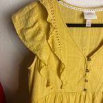 Knox Rose  Size S Yellow Dress Mini Flutter Sleeve Gauzy Tired Inlet Lace Boho Photo 5