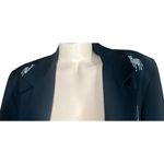 Quacker Factory Womens M Zebra All Over Embroidery Blazer Jacket Black Safari Size M Photo 1