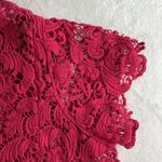 Torrid  Plus 0X Top Crochet Layering Cropped Scoop Neck Dark Pink Short Sleeve Photo 4