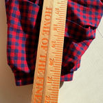 Allison Joy Red Blue Gingham Peplum Blouse Puff Sleeve V Neck XS Photo 6