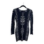 Parker Womens Mariel Psych Cutout Mini Long Sleeve Dress Size Large Navy Blue Photo 2
