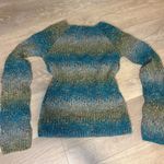 BKE Sheer Knit Striped Sweater Blue Green Tan Y2K Size L Photo 7