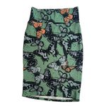 LuLaRoe  Cassie Green Butterfly Print Stretchy Comfortable Pencil Skirt Size XS Photo 2