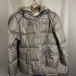 Michael Kors  Faux-Fur Collar Puffer Coat Feather Down-silver- size XL Women’s Photo 0