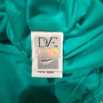 Diane Von Furstenberg  Teal Lace Blouse Feminine Romantic Silk-Lined Top Gold Zip Photo 3