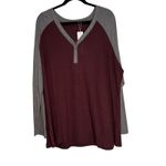 BLOOMCHIC Burgundy Gray Waffle Knit Henley Tunic Top Plus Size 22 24 Brown Photo 6