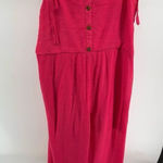 Mlle Gabrielle  Jumpsuit Womens Size 3X Red V Neck Sleeveless Casual Button Front Photo 0