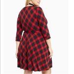 Torrid Red Black Buffalo Plaid Stretch Knit Wrap Dress Size 2X Photo 2