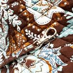 Vera Bradley Java Blue Large Tote with Tortoise Toggle Closure Photo 4