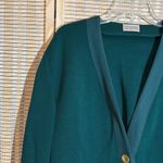 Devernois Paris Vintage 1970s Forest Green Preppy Cardigan Sweater Blazer Size 18 Photo 4