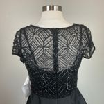 JKara Black Beaded Satin Short Sleeve High Low Ball Gown Size 4 Formal Dress Photo 7