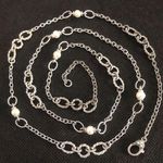 Judith Ripka  Sterling Silver Rope and Pearl Station Long Chain Necklace Photo 10