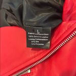 Madonna & Co Luxe Zip Detail Leather Peplum Biker Moto Jacket in "Welsh Red" NWT Red Size L Photo 6